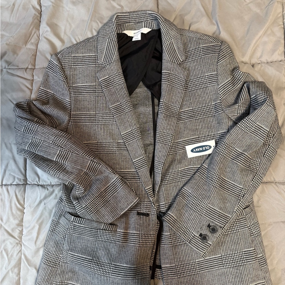 NWT Old Navy Black and White Checkered Blazer